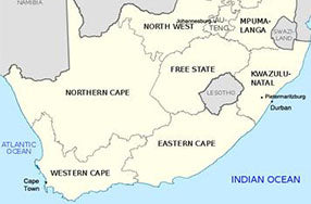 Map of South Africa  in Africa